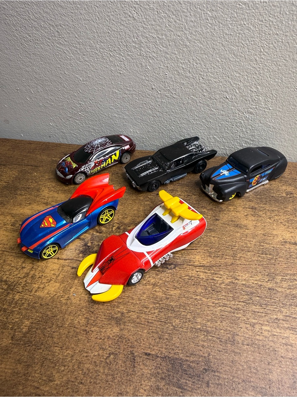 Superhero Toy Car Lot - Spiderman, Batman, Superman, Venom (Hotwheels/Maisto)